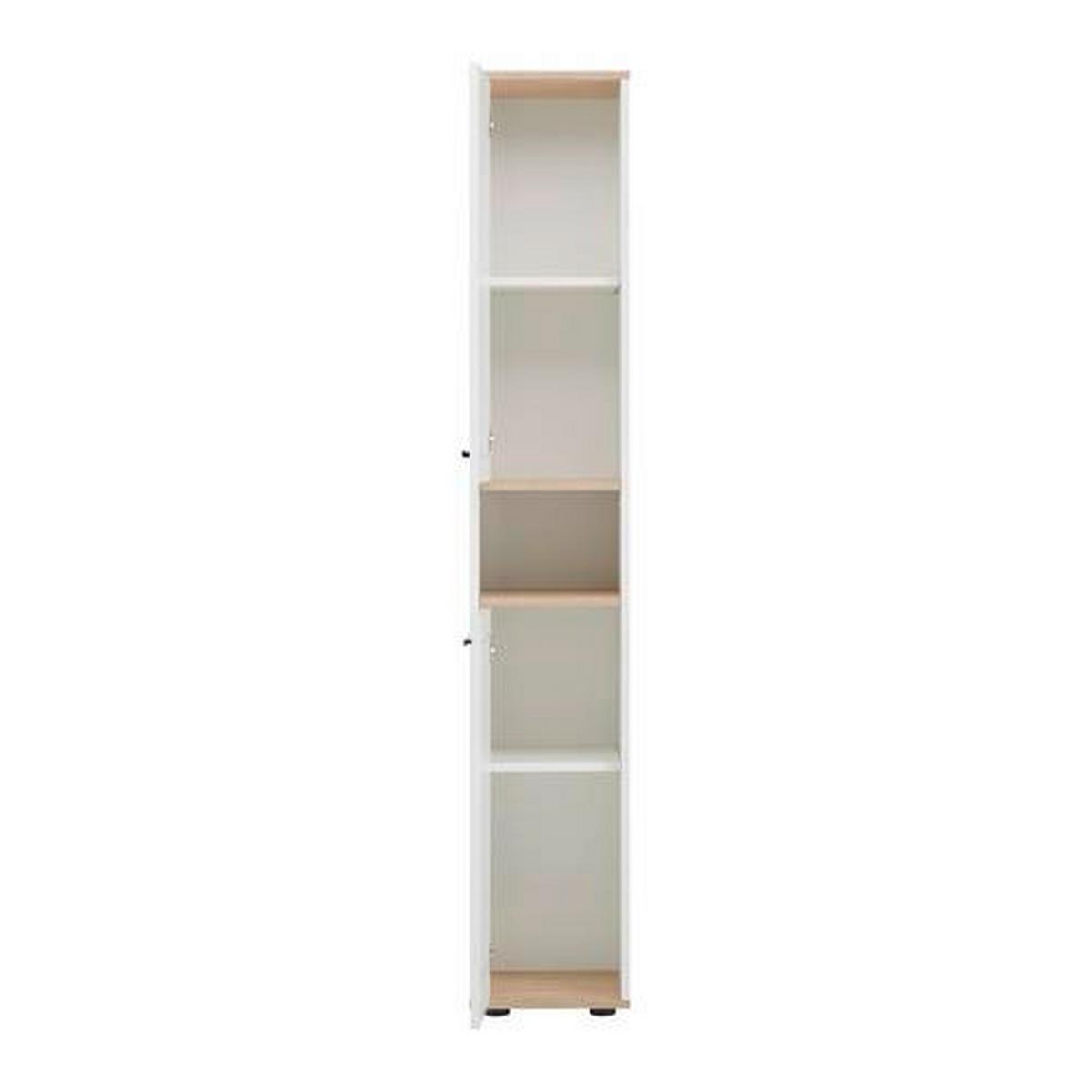 Hochschrank mit Offenem Fach Yasmin B:30cm Weiß/Eiche Dekor - Eichefarben/Schwarz, Basics, Holzwerkstoff (30/175/28,3cm) - MID.YOU