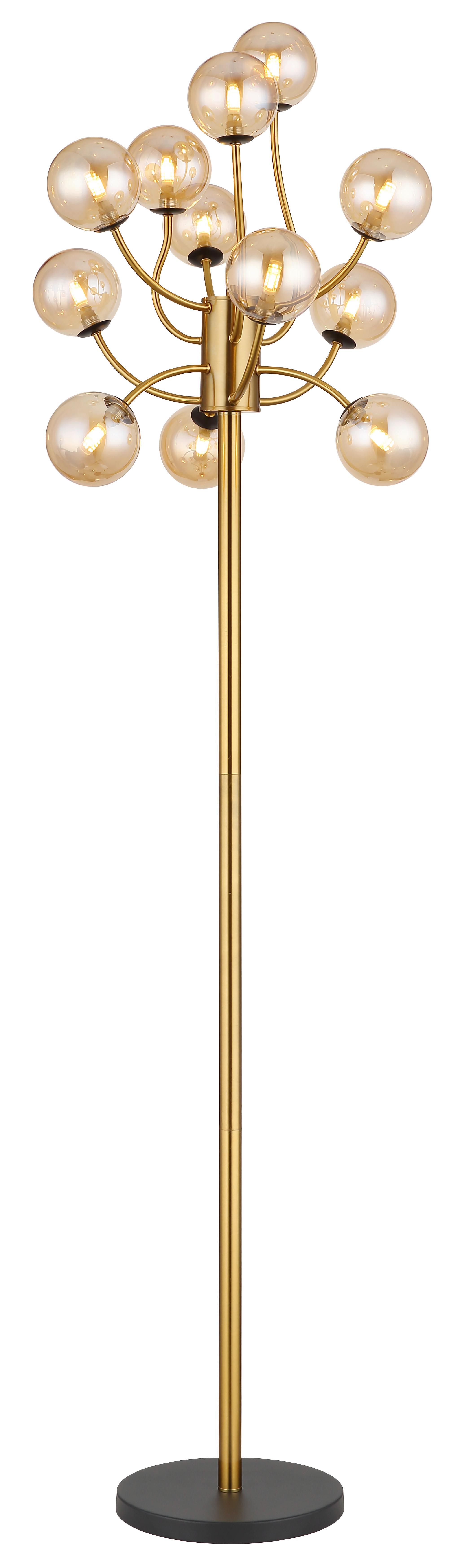 LED-STEHLEUCHTE CALVIN - Messingfarben/Goldfarben, Basics, Glas/Metall (62/200cm)