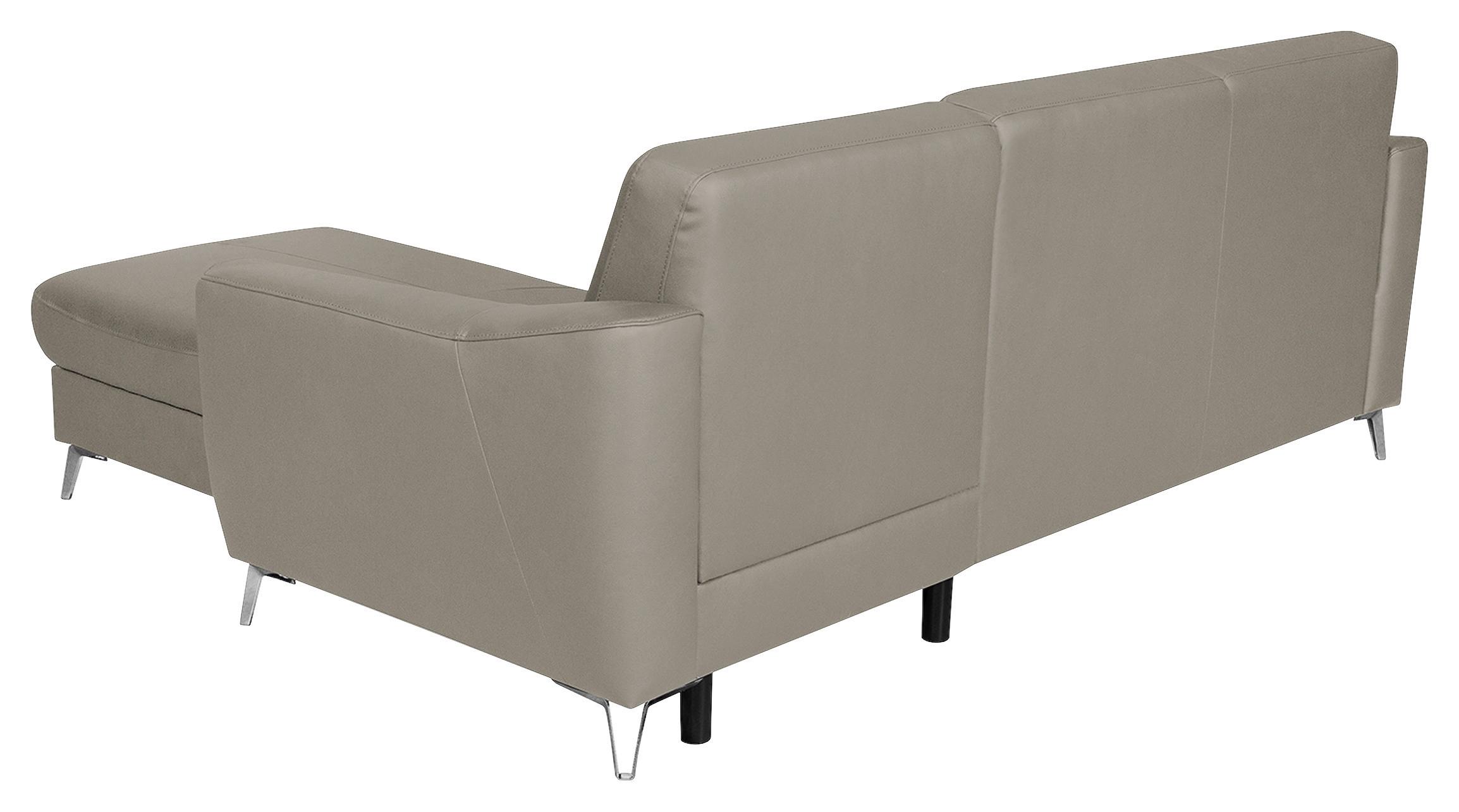 Ecksofa Santos Platinfarben S: 241 Cm - Platinfarben/Chromfarben, Design, Leder/Textil (241/168cm) - Livetastic