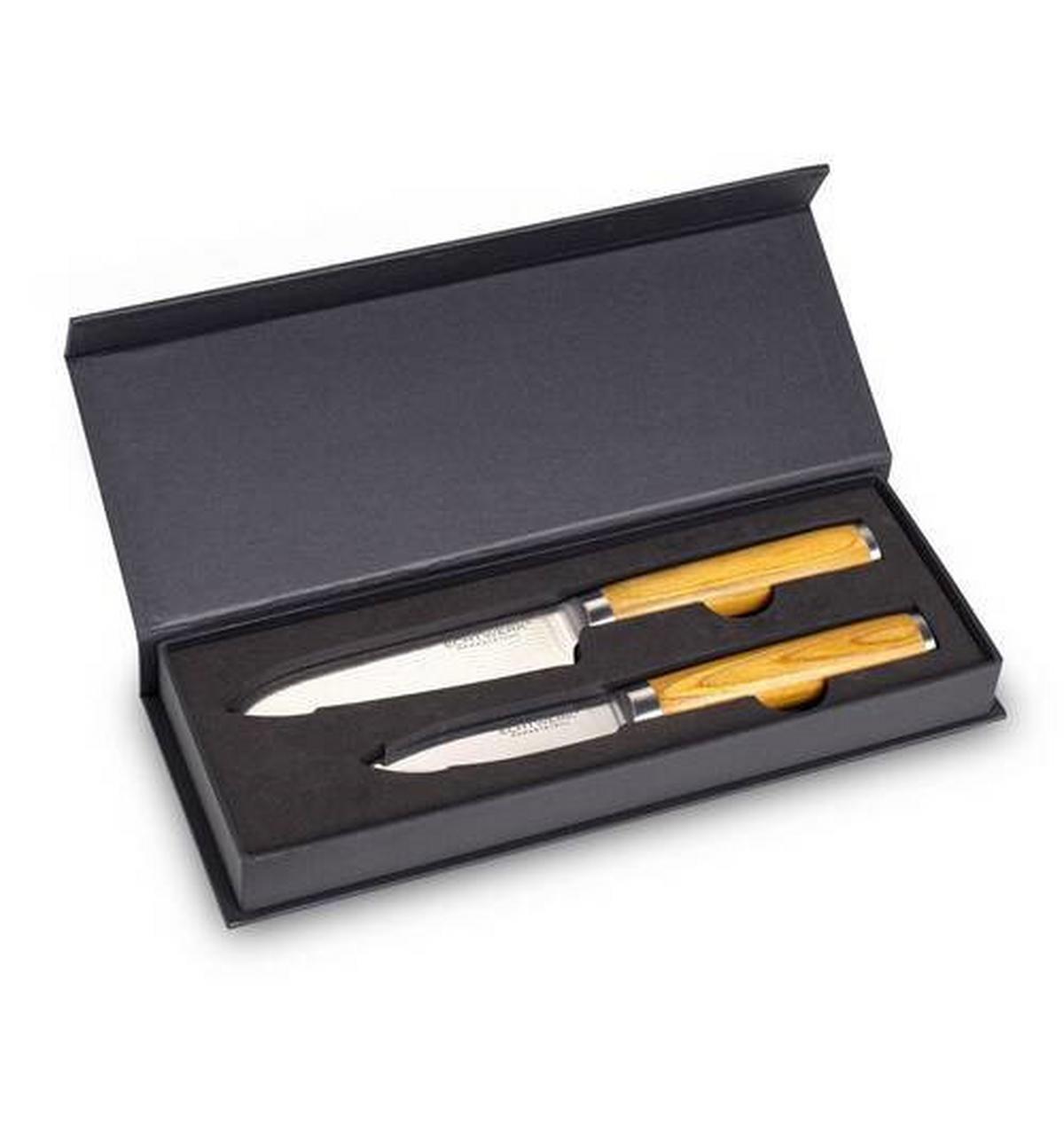 Messerset Aleyna 2 -Teilig. Crv-Stahl Klinge ca. 19,7 cm - Silberfarben/Braun, MODERN, Metall - Echtwerk
