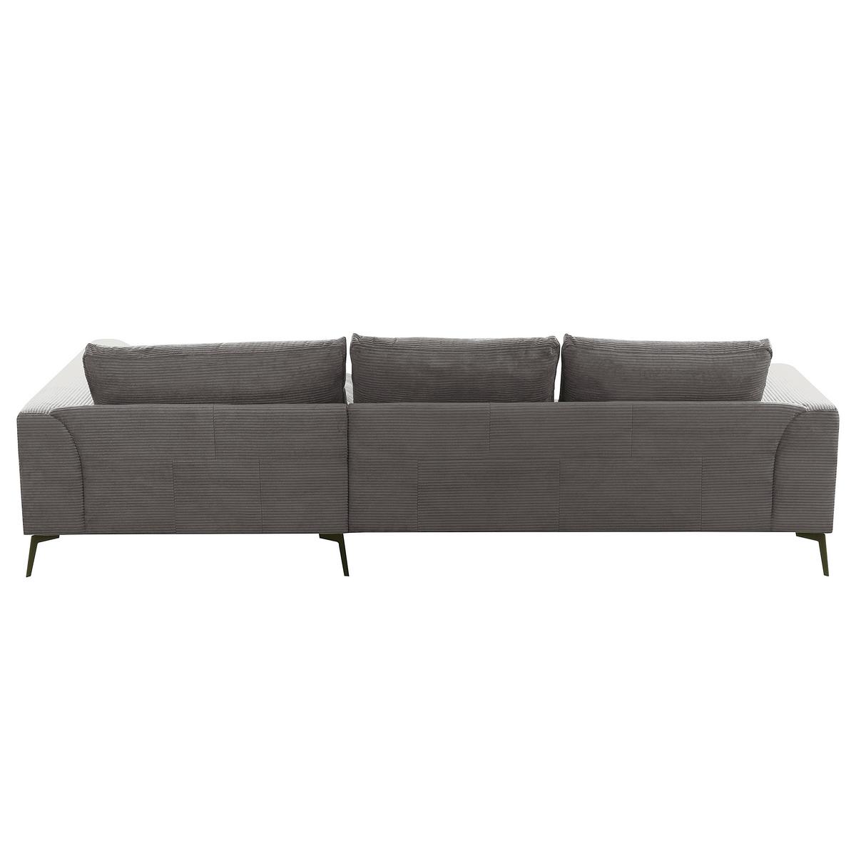 Ecksofa Berlin Cord Grau 313x172 cm - Schwarz/Grau, Design, Textil (313/172cm) - P & B