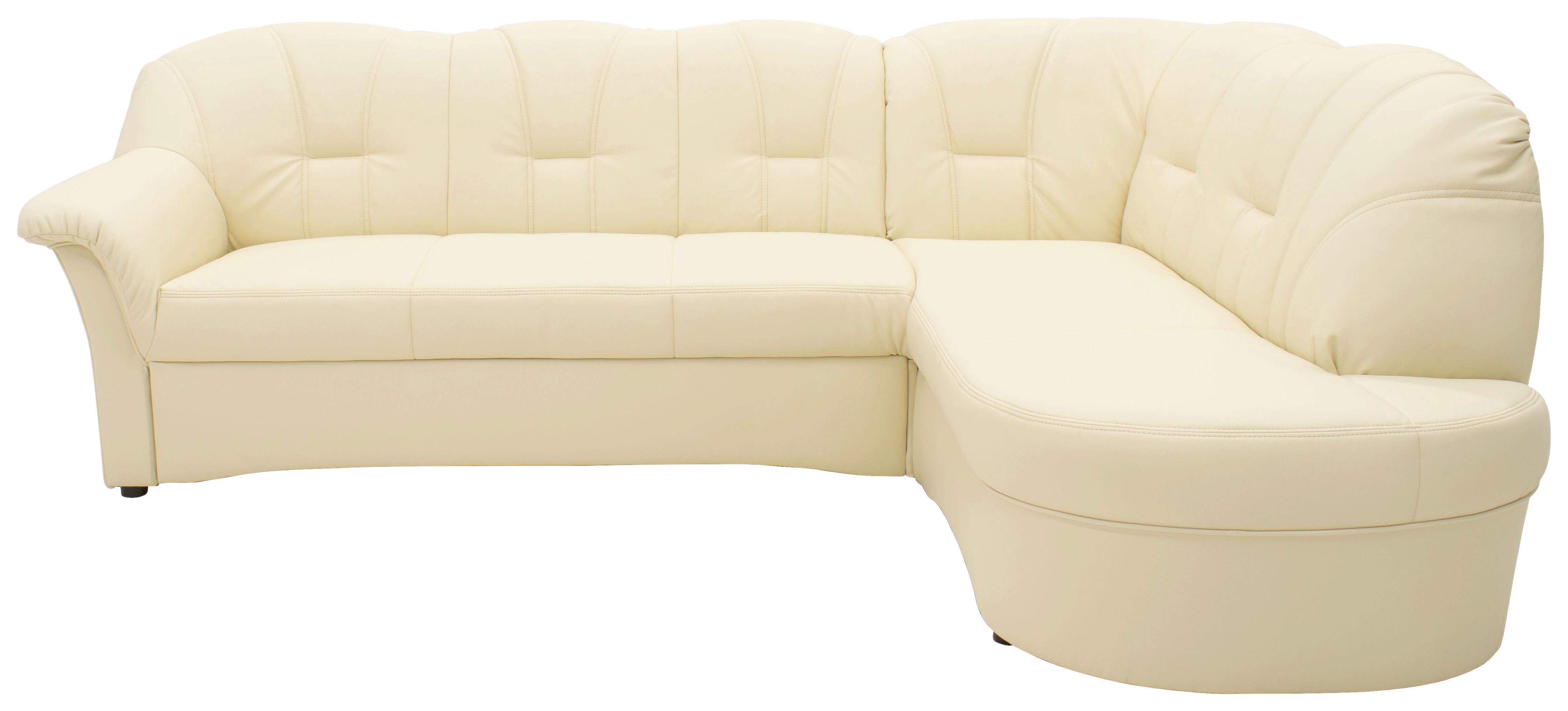 Ecksofa Mit Schlaffunktion Papenburg Beige Lederlook - Beige/Schwarz, KONVENTIONELL, Textil (243/180cm) - MID.YOU