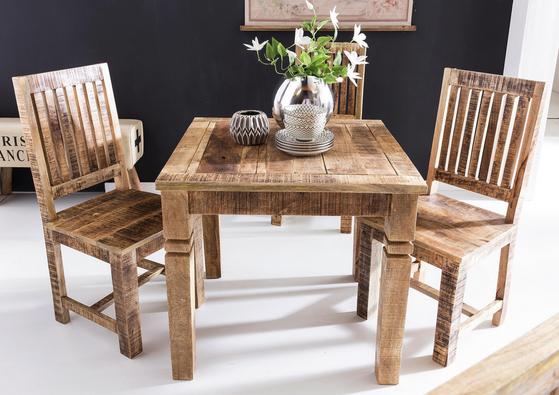 Esstisch aus massivem Mangoholz mit natürlicher Maserung Esstisch aus massivem Mangoholz mit natürlicher Maserung