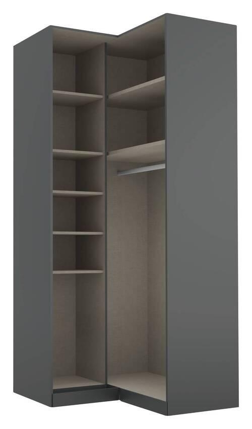 Eckschrank B: 100 cm Alabama, Grau - Silberfarben/Grau, MODERN, Holzwerkstoff (100/229/102cm) - Rauch Möbel