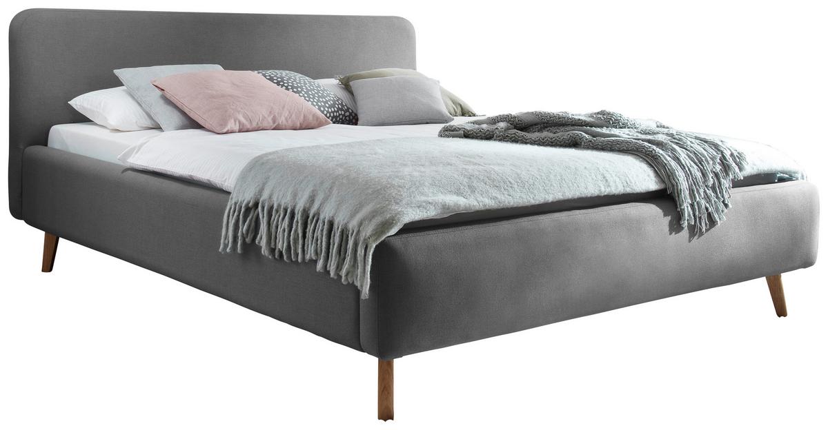 Polsterbett 140x200 Mattis Hellgrau - Eichefarben/Hellgrau, Design, Textil (140/200cm) - Livetastic