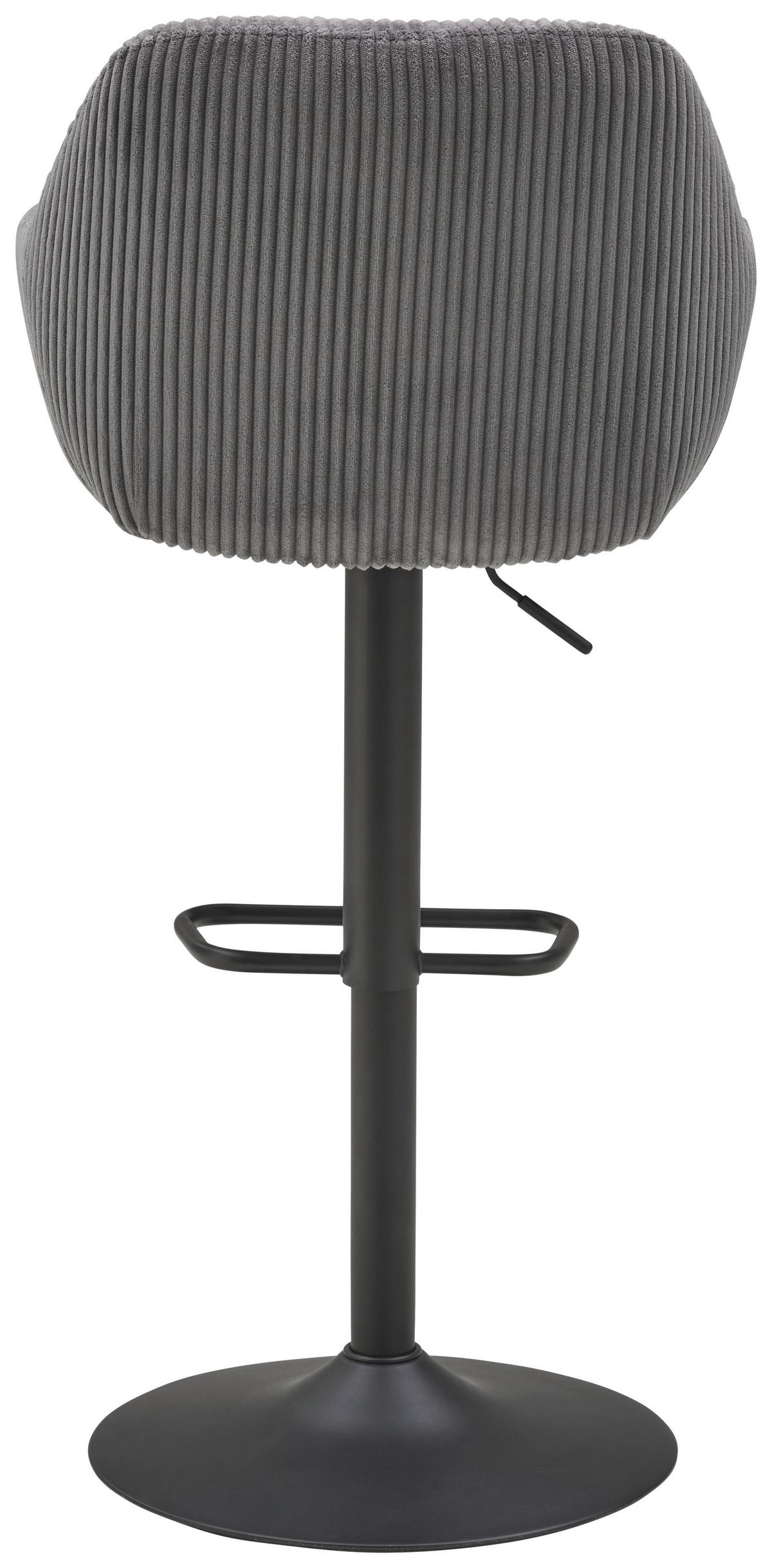 Barhocker Kiana - Schwarz/Grau, LIFESTYLE, Textil/Metall (44/95-117/55cm) - Livetastic