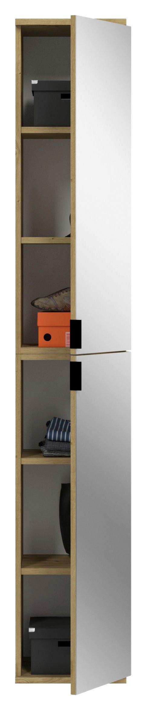 Garderobenschrank Projekt Eiche Dekor Grau - Eichefarben/Grau, KONVENTIONELL, Glas/Holzwerkstoff (91/193/34cm) - MID.YOU