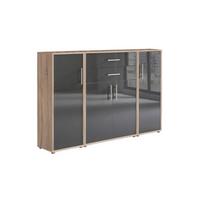 Aktenschrank Office Edition Eiche Dek./anthrazit, B: 172,6 - Anthrazit Hochglanz/Sonoma Eiche, MODERN, Holzwerkstoff (172,6/113,6/33cm) - MID.YOU