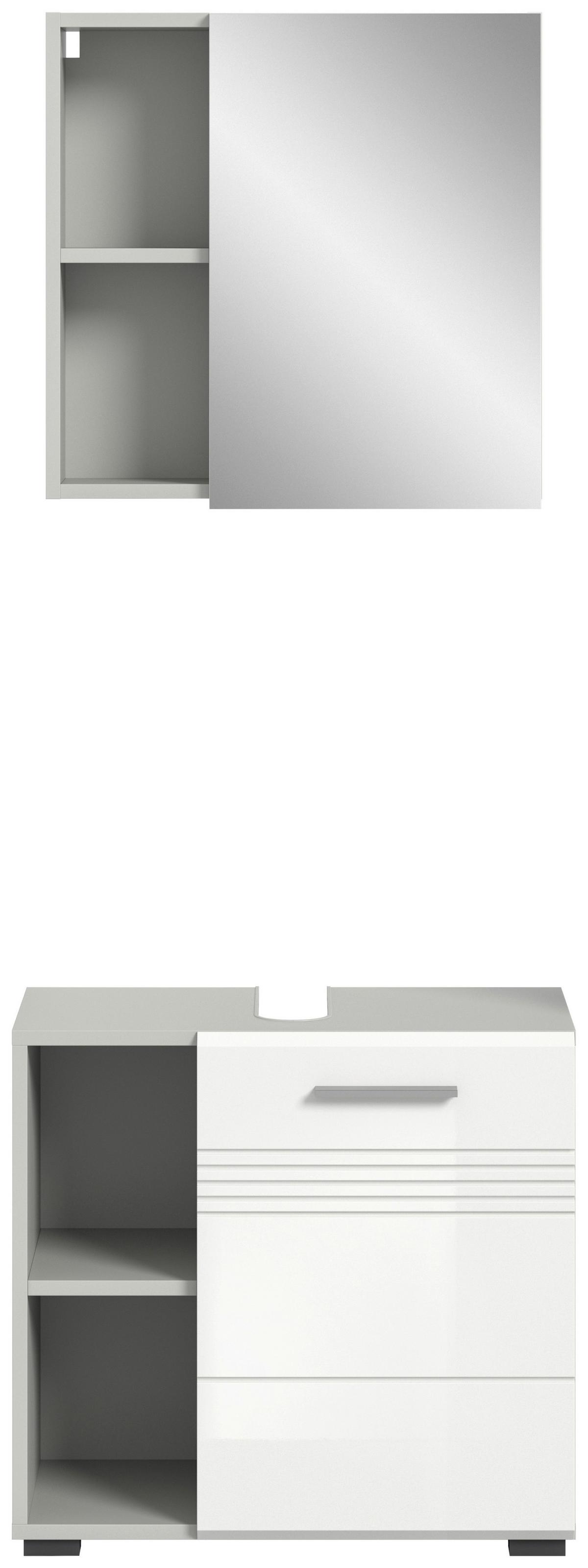 Badezimmer Copa Grau Weiß Hg B: 60 cm - Weiß Hochglanz/Schwarz, MODERN, Holzwerkstoff (60cm) - MID.YOU