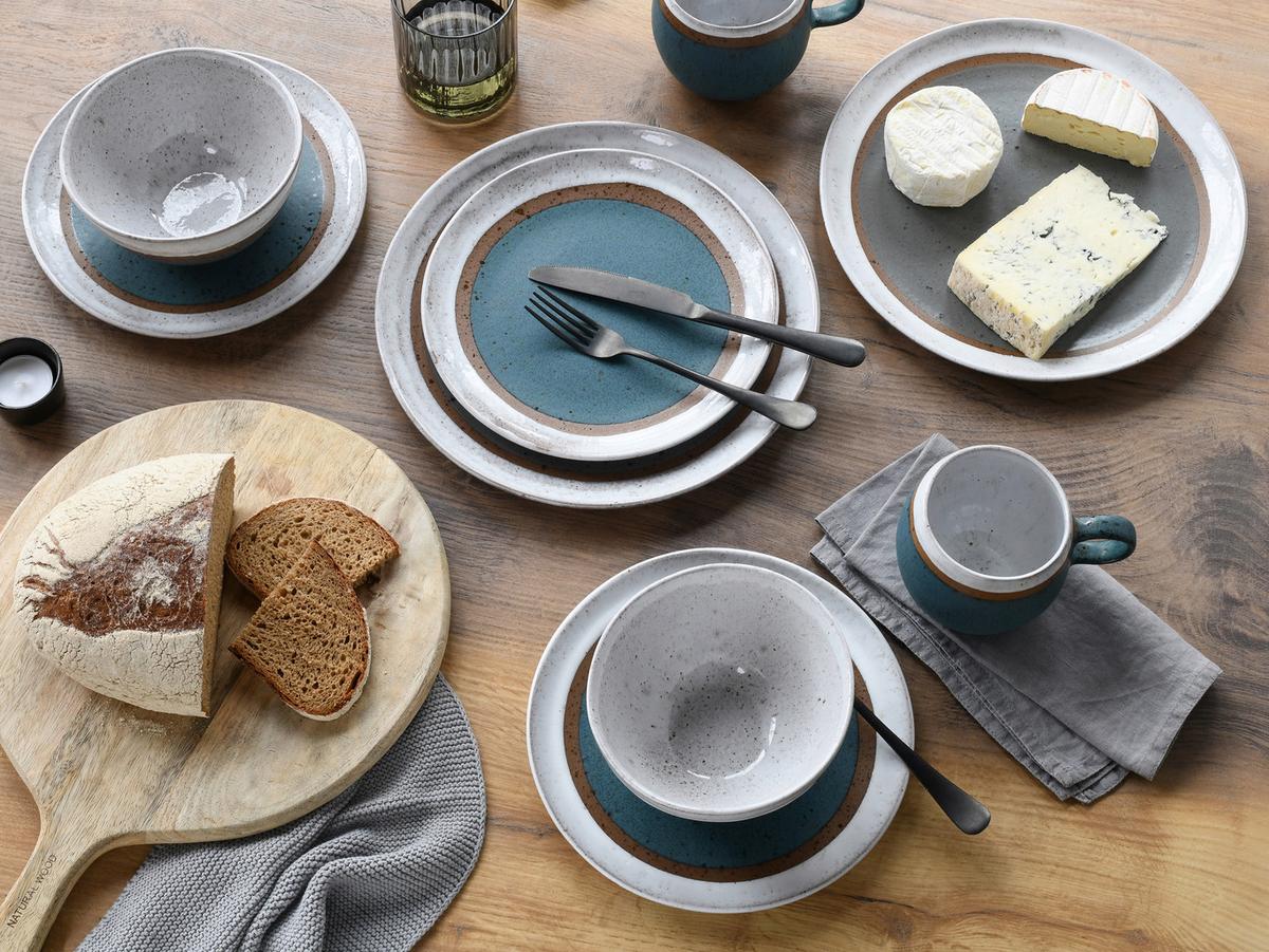 Kombiservice 16-Teilig. Steinzeug, multicolor - Türkis/Cognac, Basics, Keramik - Creatable