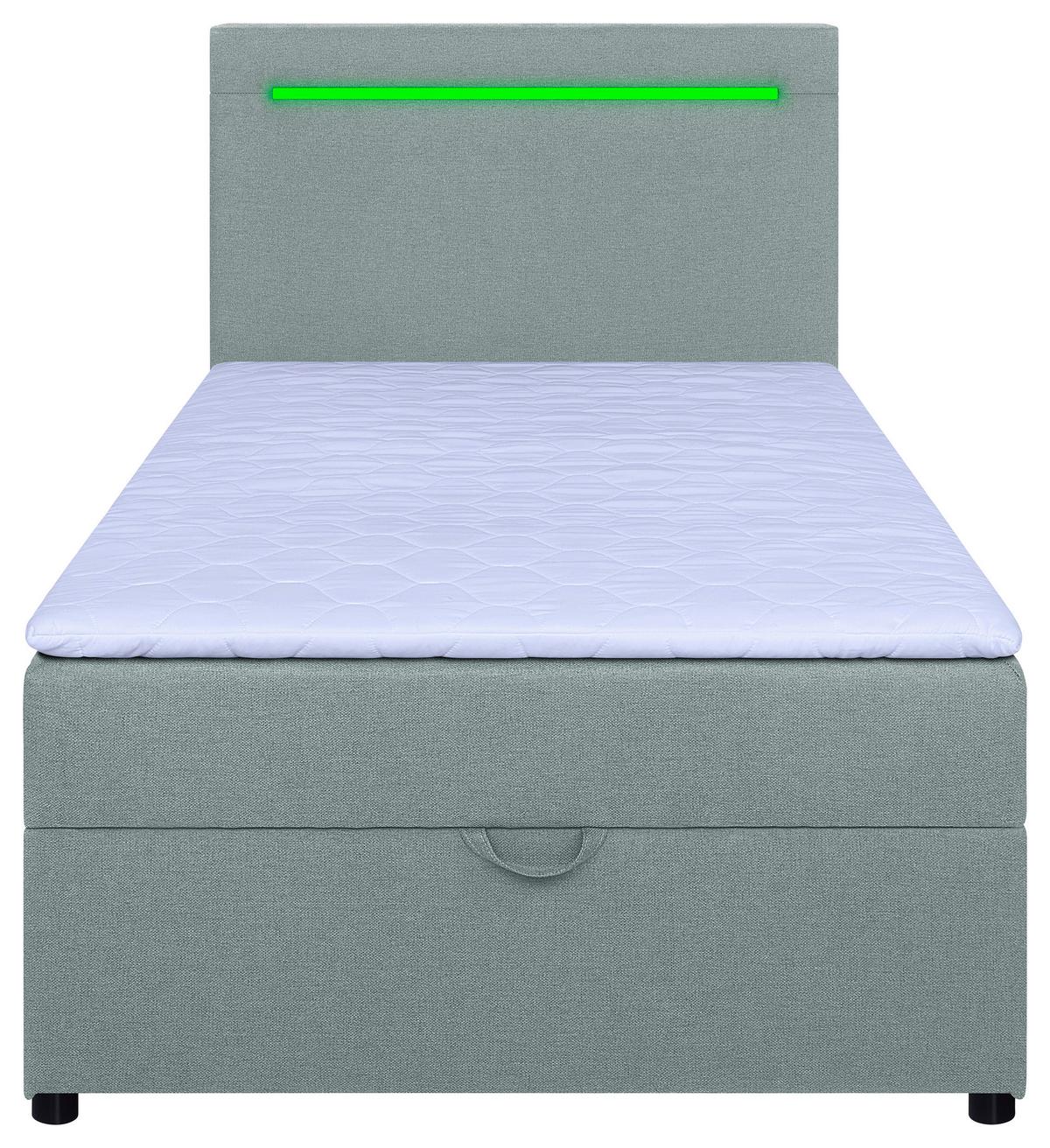 Boxbett Pisa 100 Led 100x200 Mintgrün - Schwarz/Mintgrün, MODERN, Holzwerkstoff/Textil (100/200cm) - MID.YOU
