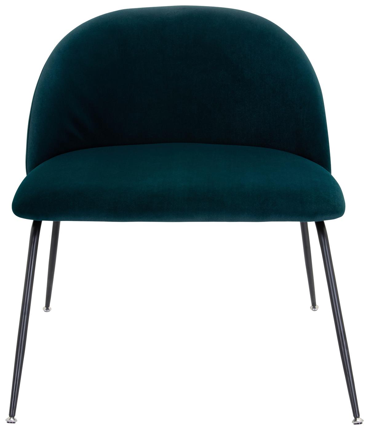 Besucherstuhl Velvo Samt Petrol Bis 120 Kg - Petrol/Schwarz, Basics, Textil/Metall (72/80/65cm) - MID.YOU