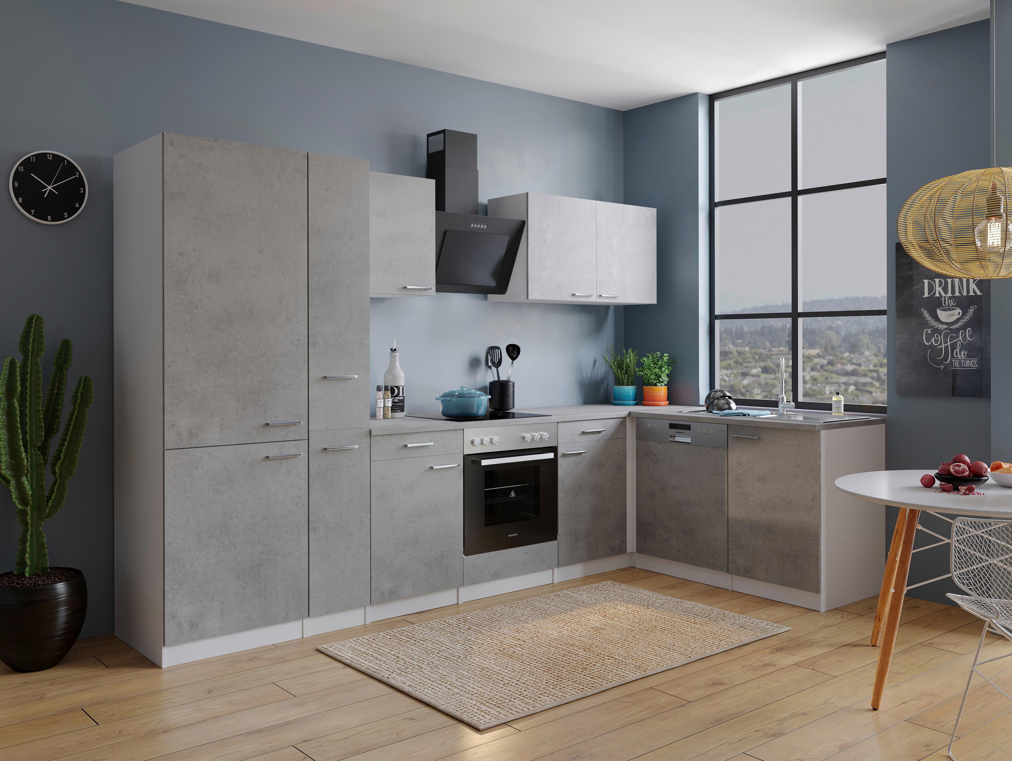 Eckküche Malia 310x172 cm Grau, mit Geräte - Weiß/Grau, Basics, Holzwerkstoff (310/172cm) - Respekta