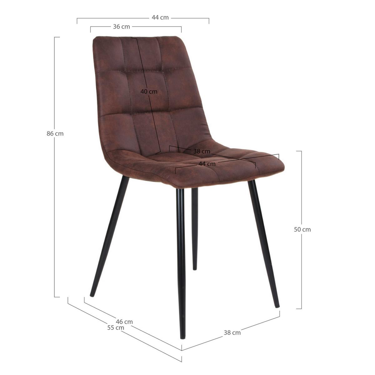 Stuhl-Set Middelfart Dunkelbraun B: 44cm - Dunkelbraun/Schwarz, MODERN, Textil/Metall (44/86/55cm) - MID.YOU