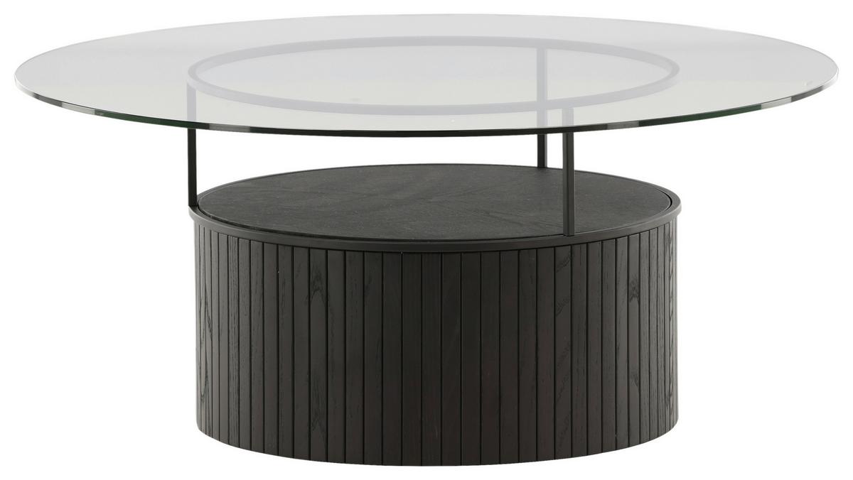 Couchtisch Bovall - Klar/Schwarz, Design, Glas/Holz (90/90/40cm) - Livetastic