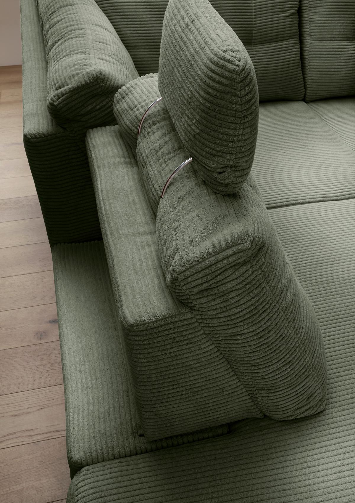 Ecksofa Brizzini Dunkelgrün S: 206x274 Cm - Dunkelgrün/Naturfarben, MODERN, Textil (206/274cm) - Livetastic