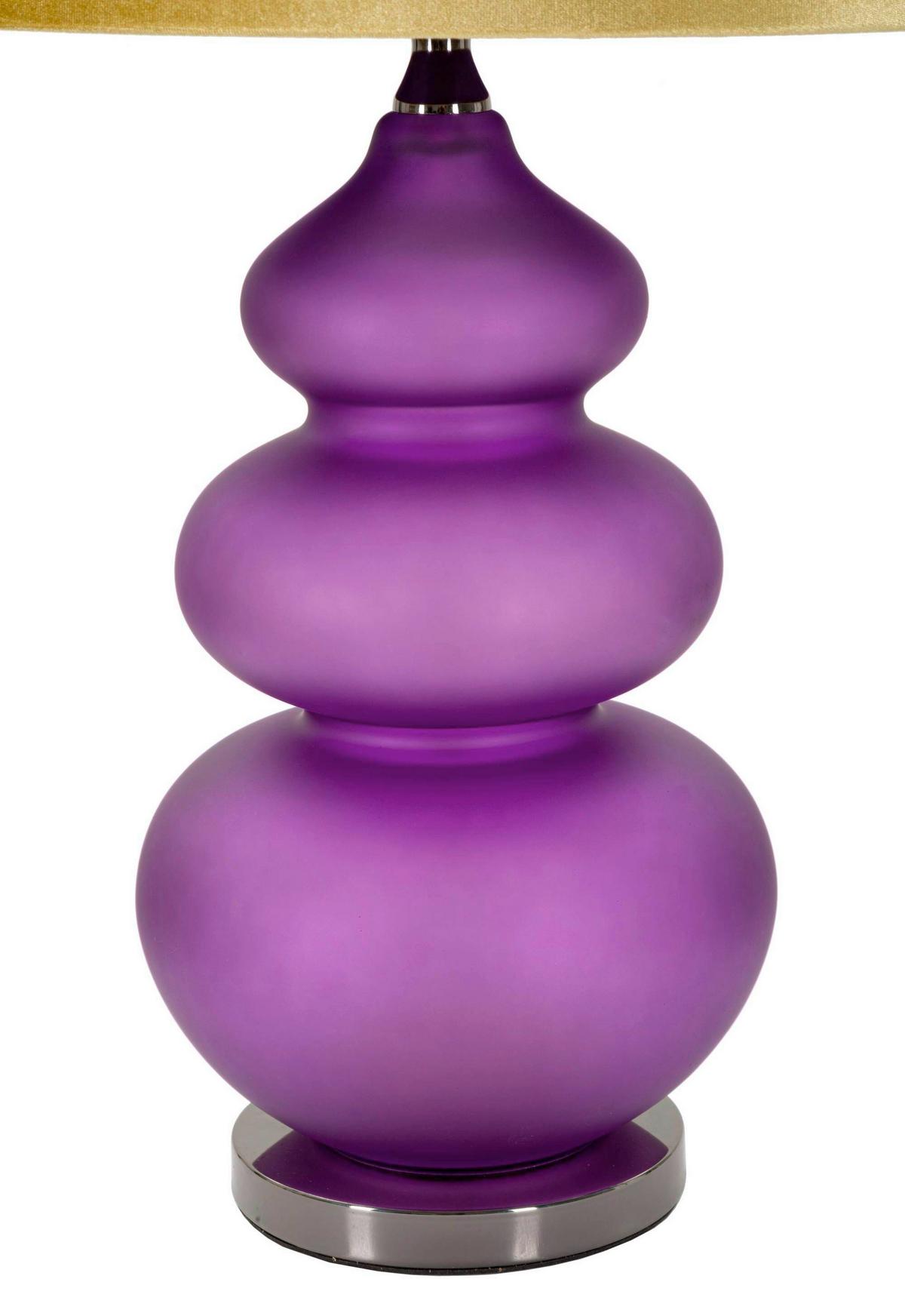 Tischleuchte Milva Three Lila, Gelb B: 40 cm - Gelb/Lila, Basics, Glas/Textil (40/70/40cm)