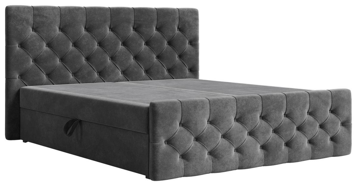 BOXBETT Karo Anthrazit 160x200cm - Anthrazit/Schwarz, MODERN, Holz/Kunststoff (160/200cm) - MID.YOU