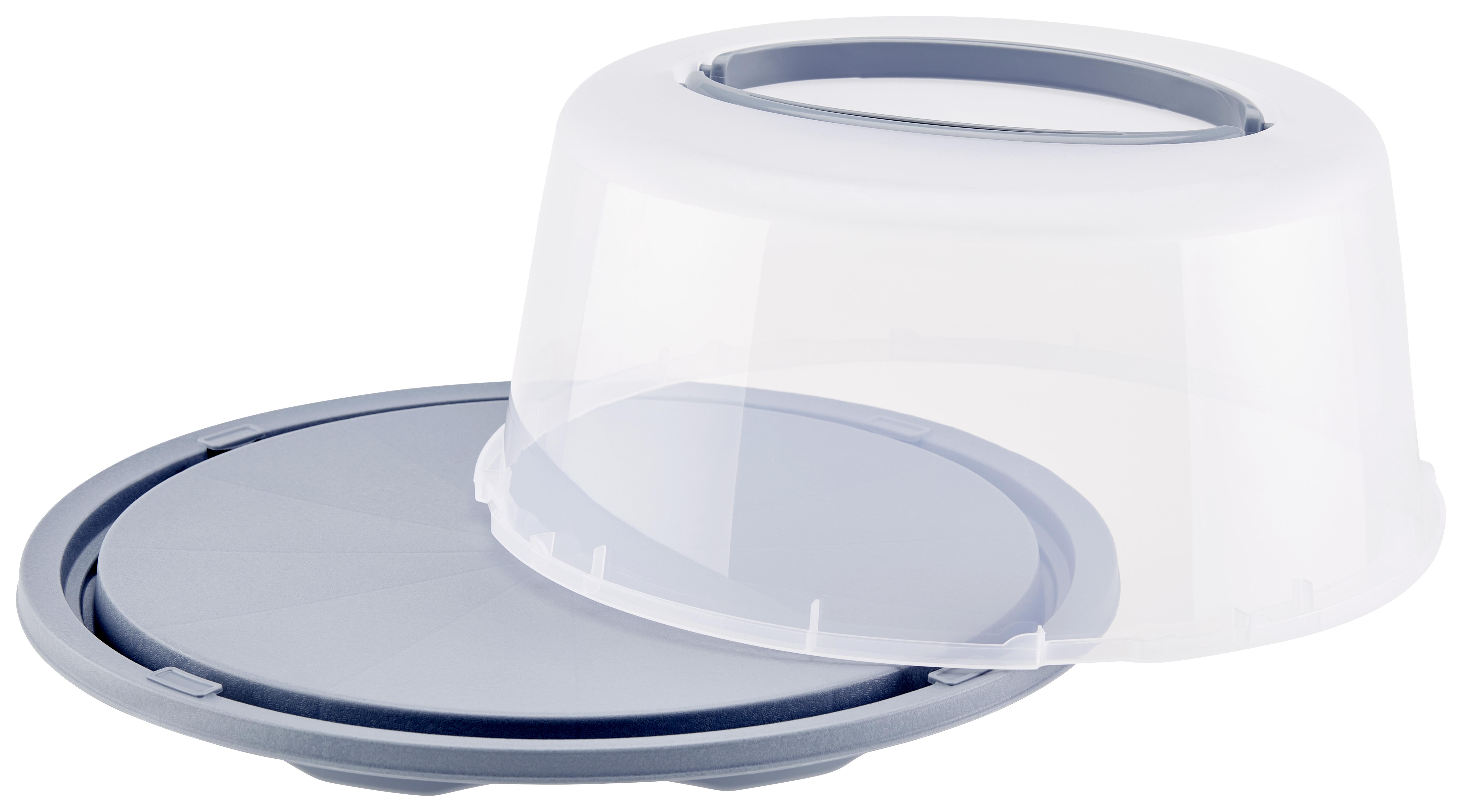 Kuchentransportbox Rund Josefa D/h: Ca. 34/15 Cm - Pastellblau/Transparent, MODERN, Kunststoff (34/15cm) - Luca Bessoni
