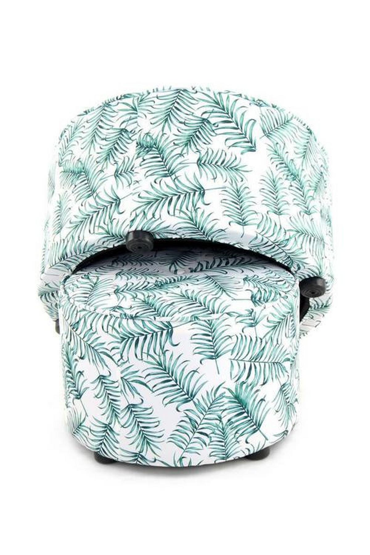 Stapelhocker Indira Flower Weiß Grün H: 32/36 cm 2er-Set - Weiß/Grün, Basics, Kunststoff/Textil (45+58cm) - Kayoom