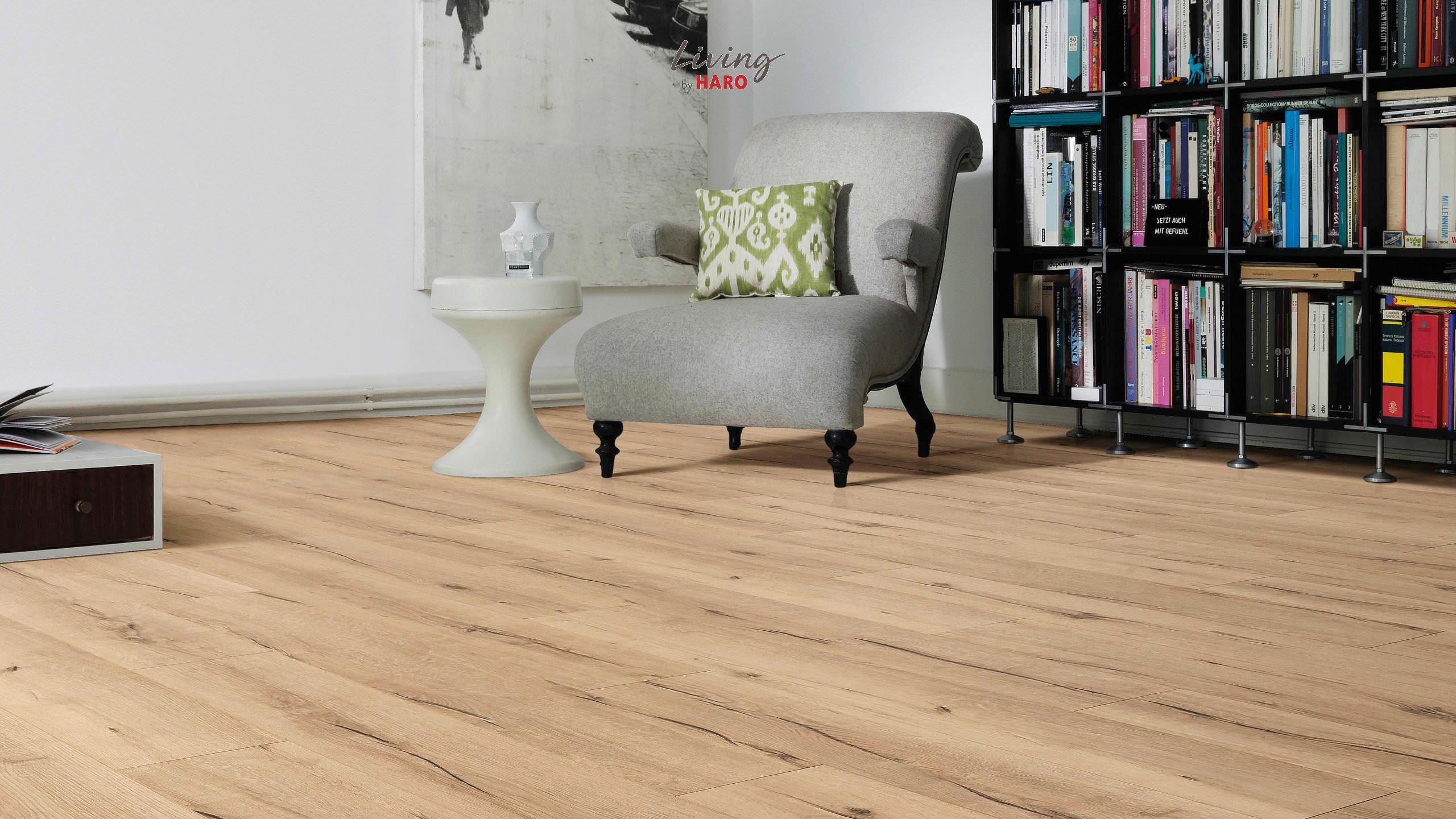 Laminatboden Eiche Sahara Landhausdiele Stärke 7mm - Hellbraun/Eichefarben, Natur, Holzwerkstoff (128,2/19,3/0,7cm) - Living by HARO