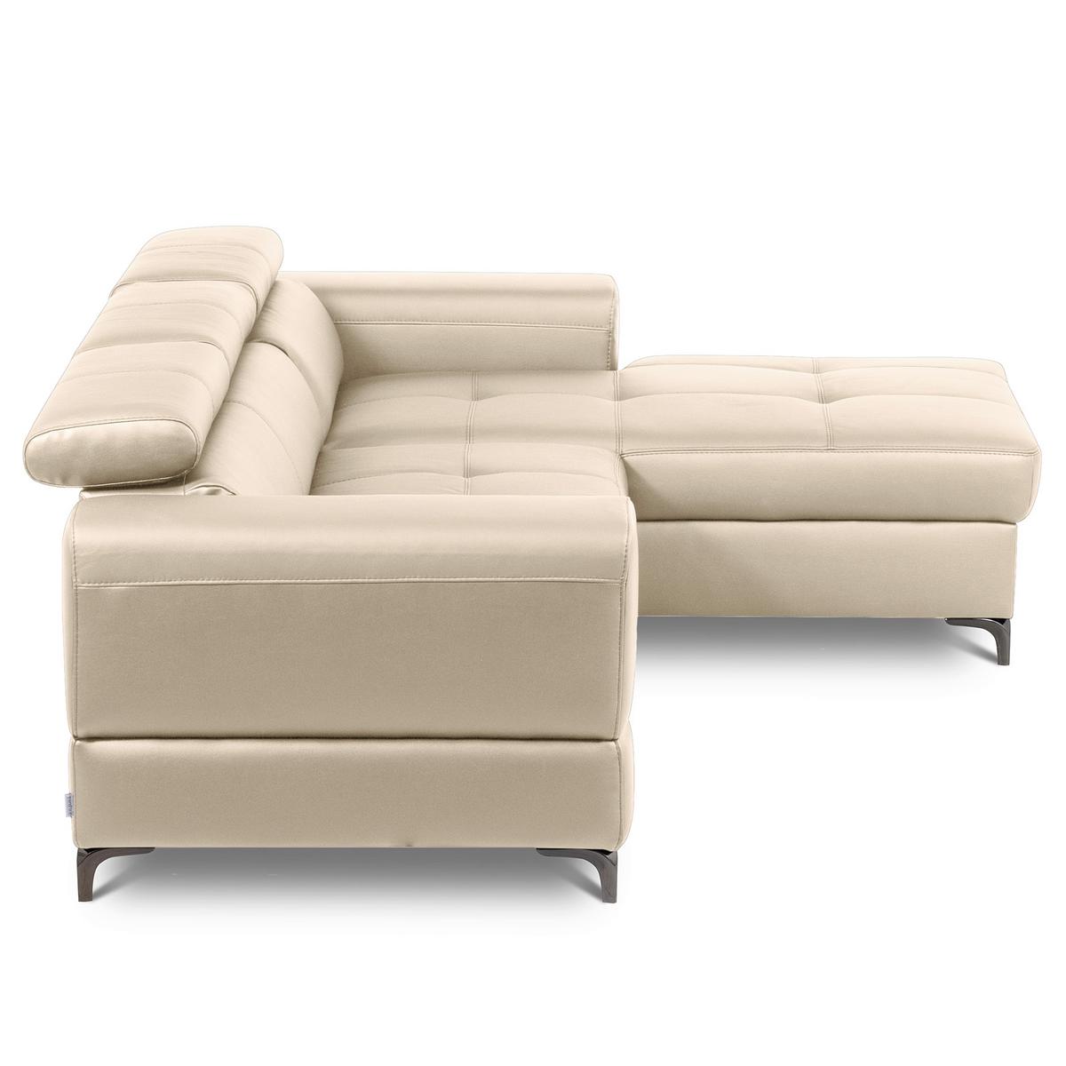 Ecksofa Torino Teilleder Grau 247x173 - Schwarz/Grau, Design, Leder/Textil (247/173cm) - Livetastic