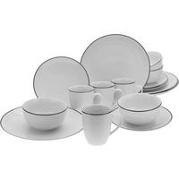 Kombiservice Porzellan 4 Personen Geschirr Set - Schwarz/Weiß, Basics, Keramik - Creatable