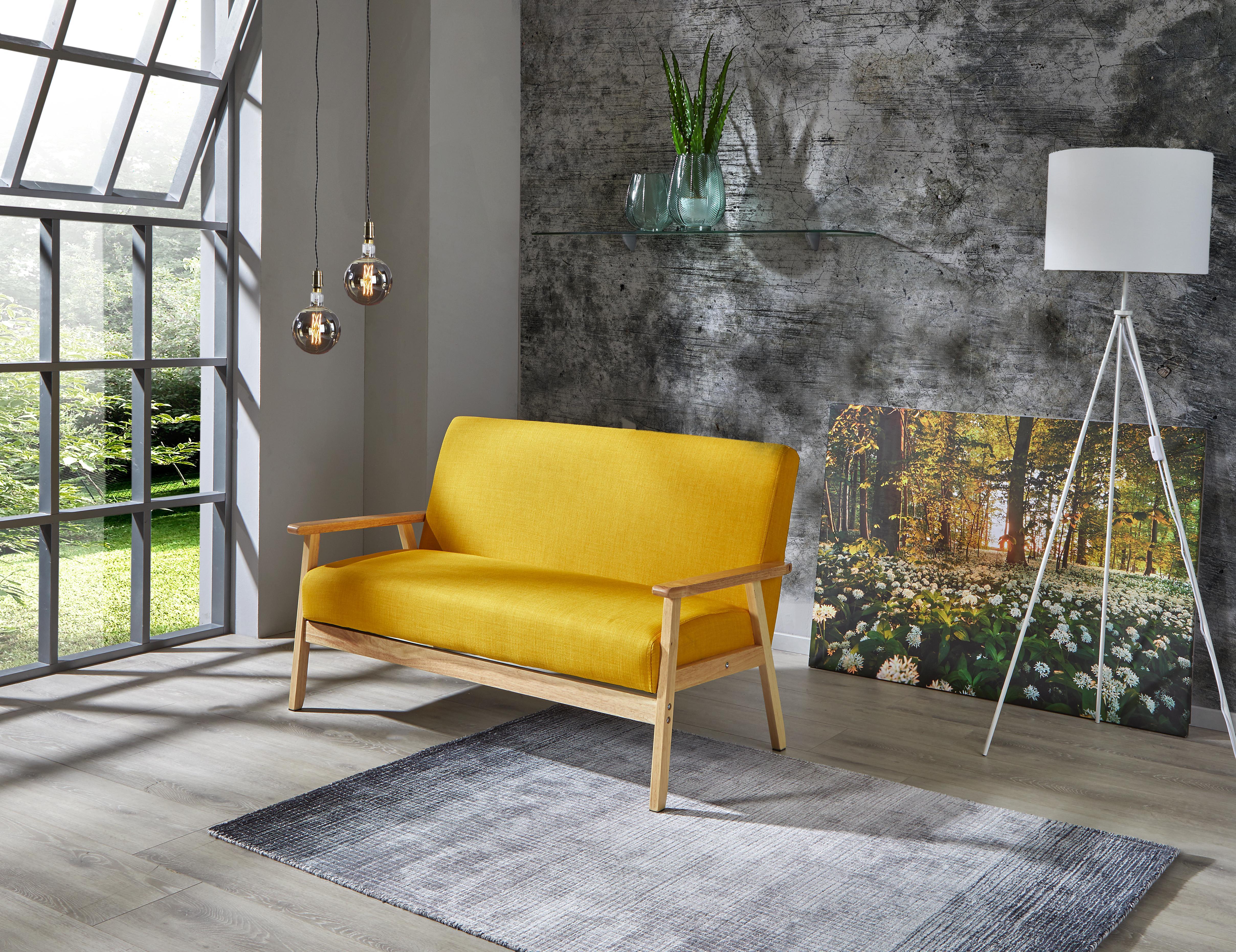 Loungesofa Hevea B: 134 cm Gelb/orange - Gelb, MODERN, Holz/Kunststoff (134/77/64cm)