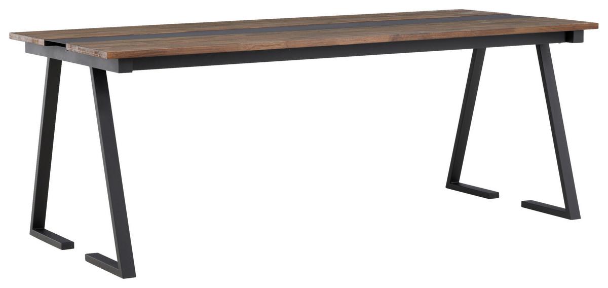 Esstisch Jakarta - Schwarz/Teakfarben, Design, Holz/Metall (200/90/75cm) - Livetastic