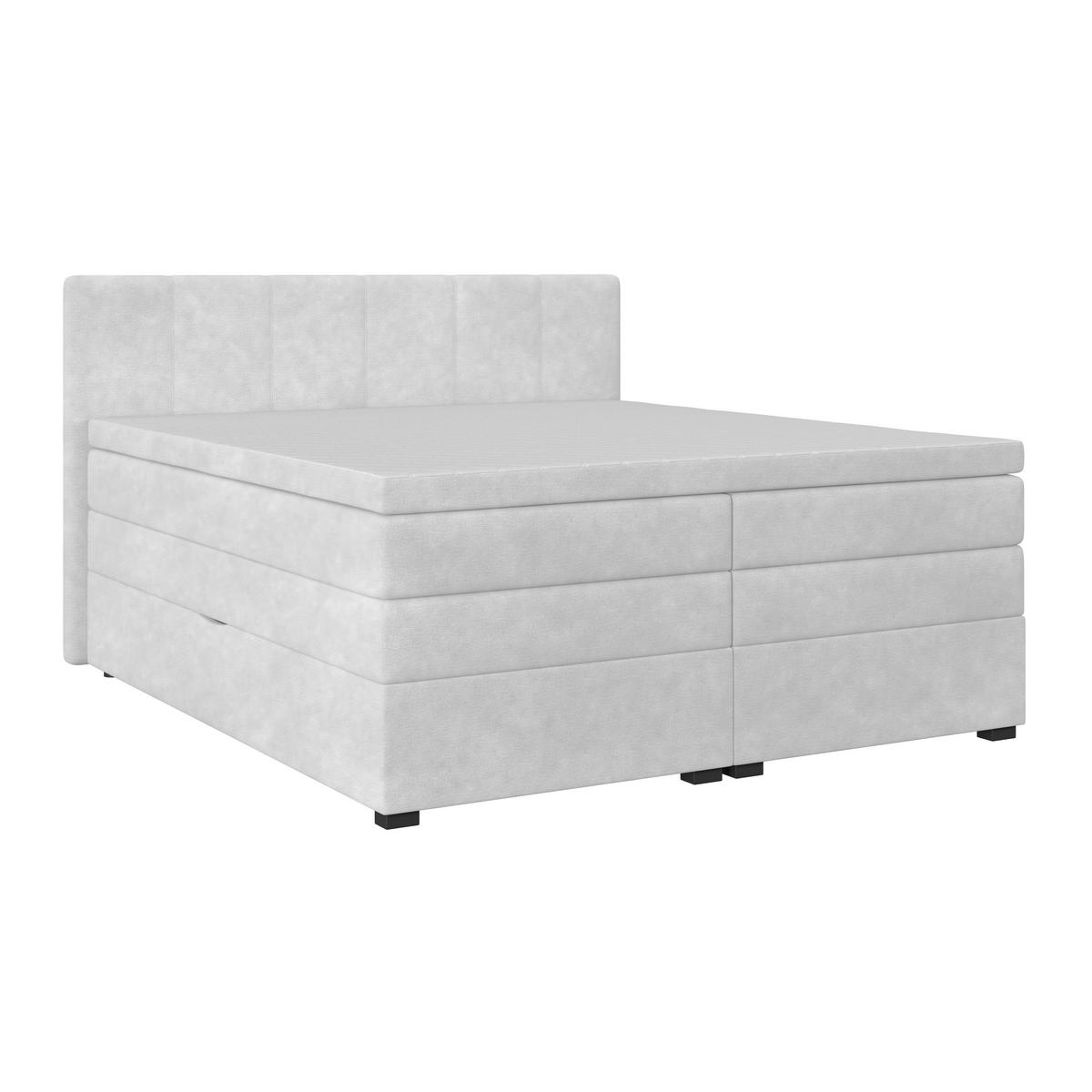 Boxspringbett mit Topper & Bettkasten 200x200 Lauro - Hellgrau/Schwarz, Trend, Textil (200/200cm)