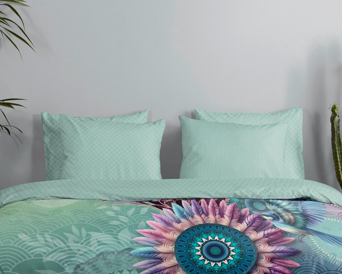 BETTWÄSCHE VESPERA - Violett/Mintgrün, Basics, Textil (140/200cm)