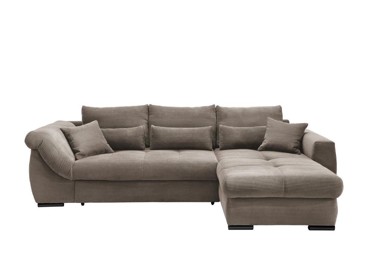 Ecksofa Federico Graubraun S: 302/188 cm - Graubraun/Schwarz, MODERN, Holz/Textil (302/188cm) - MID.YOU