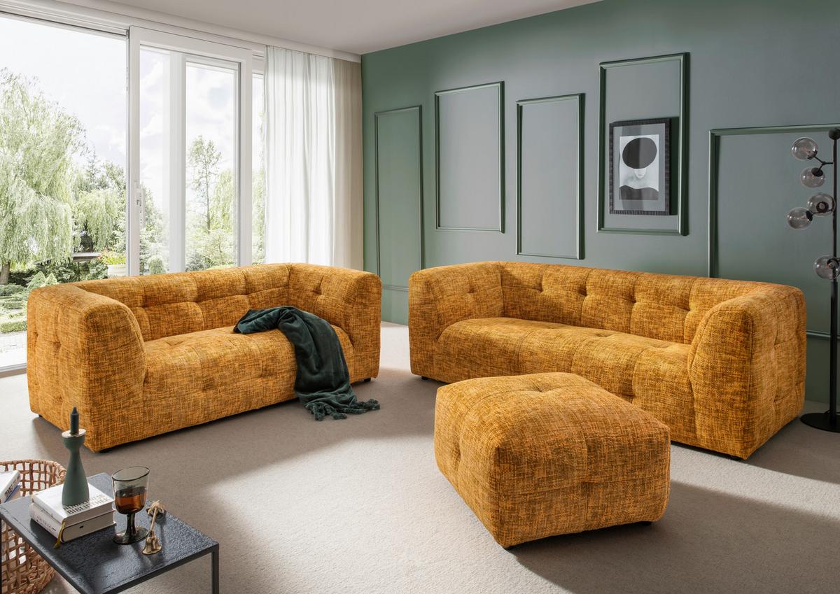 2,5-sitzer Velice, Goldfarben B: 218 Cm - Goldfarben/Schwarz, Design, Textil (218/72/95cm) - Livetastic