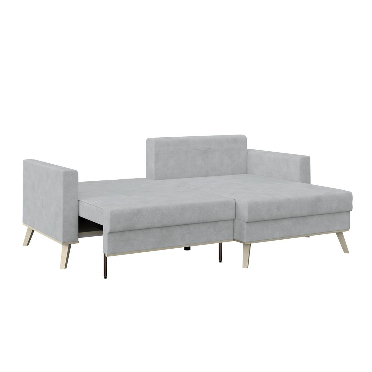 Ecksofa Mit Schlaffunktion & Bettkasten Carini Silberfarben - Eichefarben/Silberfarben, Basics, Textil (222/152cm)