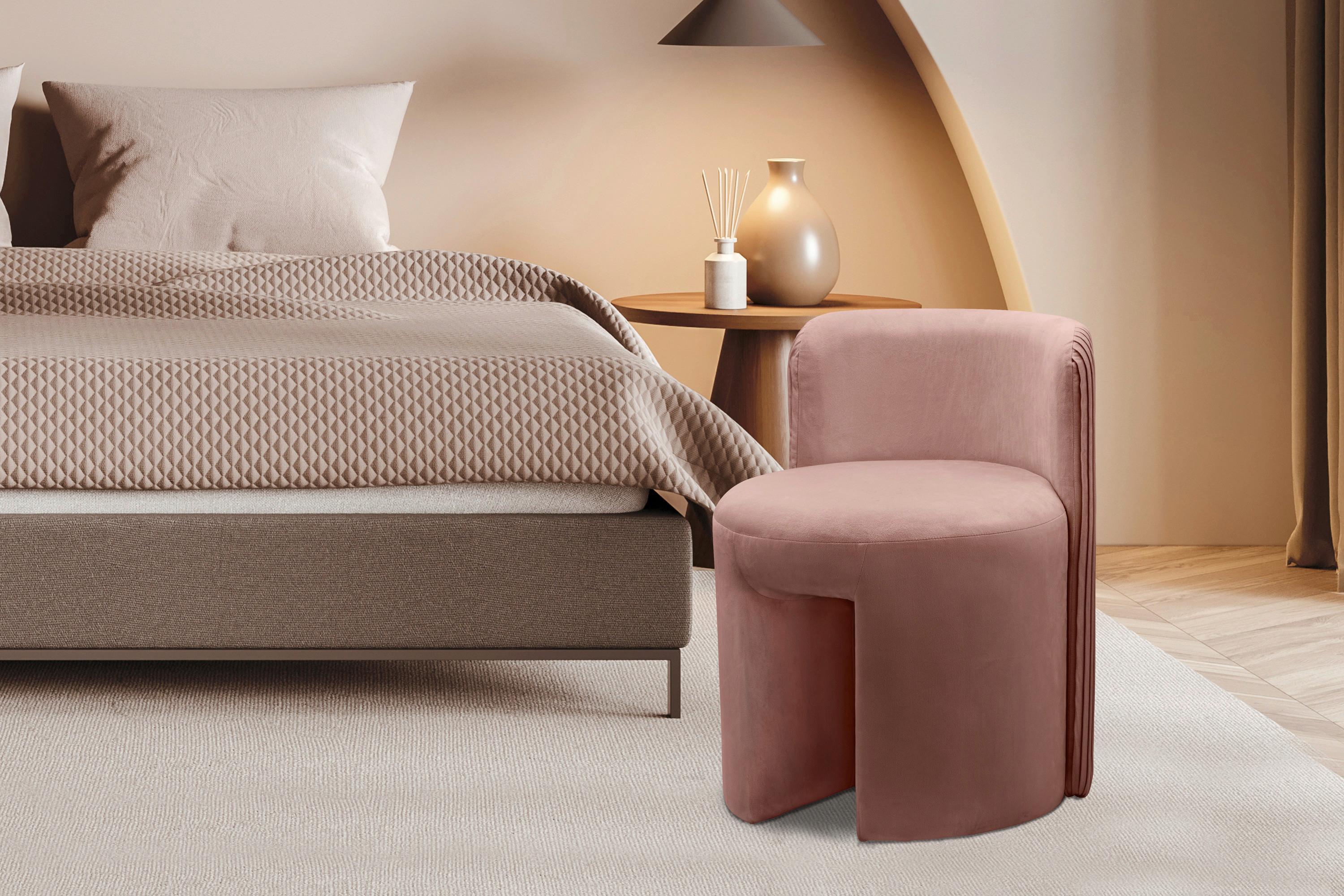Hocker Curvy Altrosa Polyester, B: 47cm - Altrosa, Design, Kunststoff (47/62,5/52cm) - Kayoom
