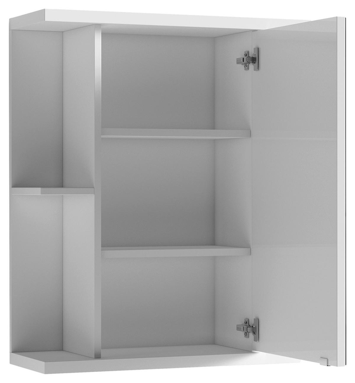 Spiegelschrank Nebraska 1-Türig BxHxT: 60x70x25 cm - Weiß, MODERN, Glas/Holzwerkstoff (60/70/25cm) - MID.YOU