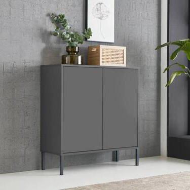 Kommode Stehend 79cm Mailand, Anthrazit - Anthrazit, MODERN, Holzwerkstoff (79/86/33cm) - MID.YOU