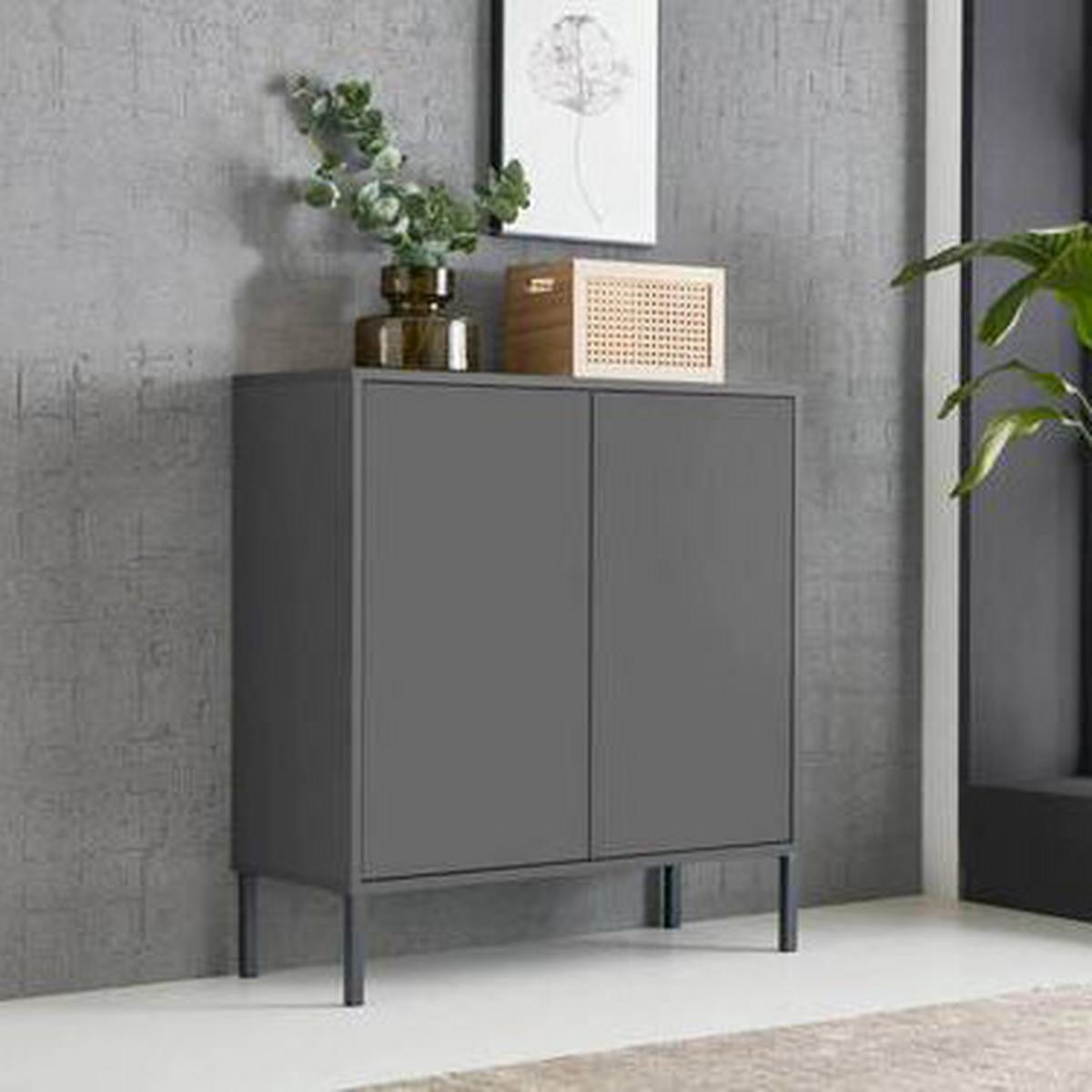 Kommode Stehend 79cm Mailand, Anthrazit - Anthrazit, MODERN, Holzwerkstoff (79/86/33cm) - MID.YOU