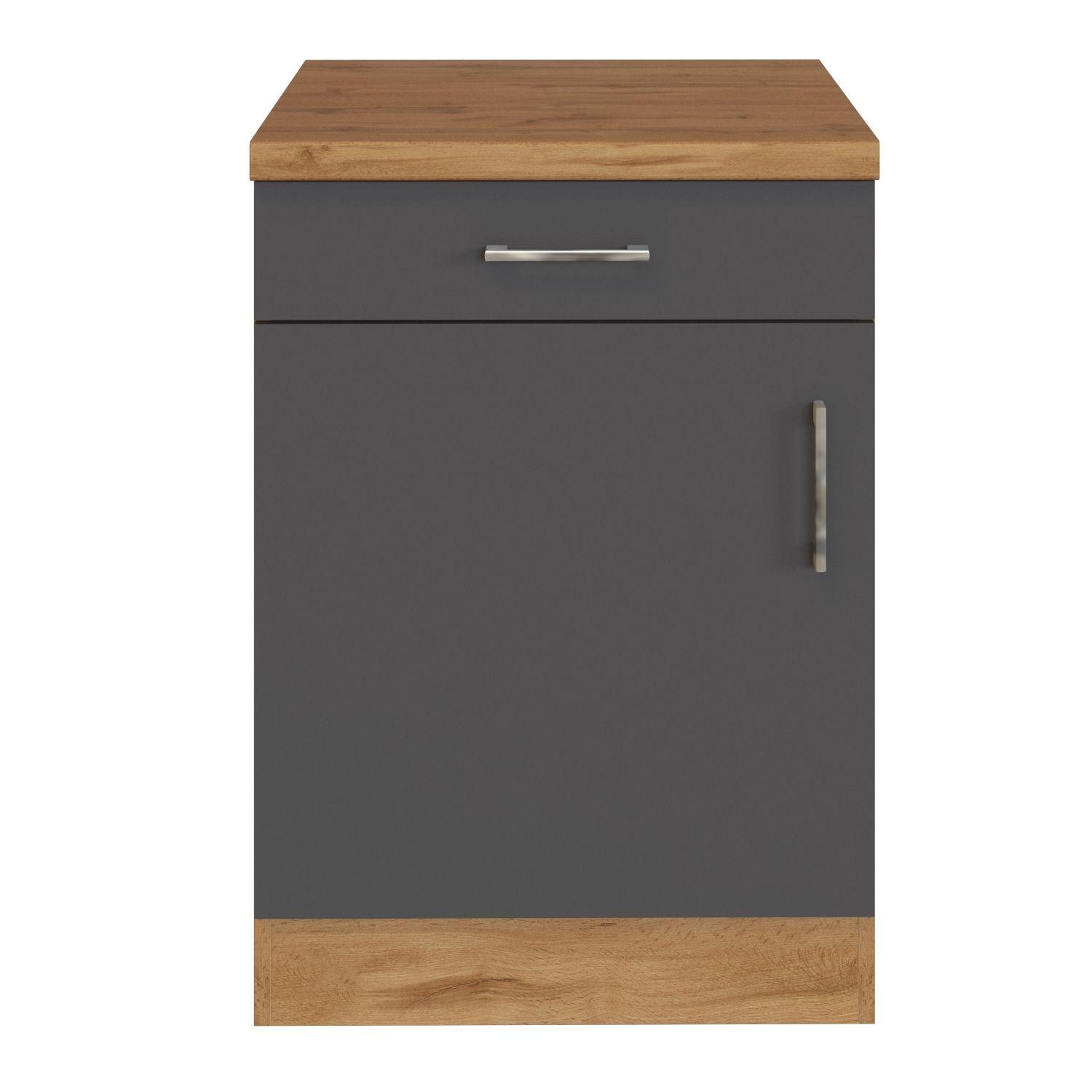 Küchenunterschrank in Anthrazit und Eiche Dekor