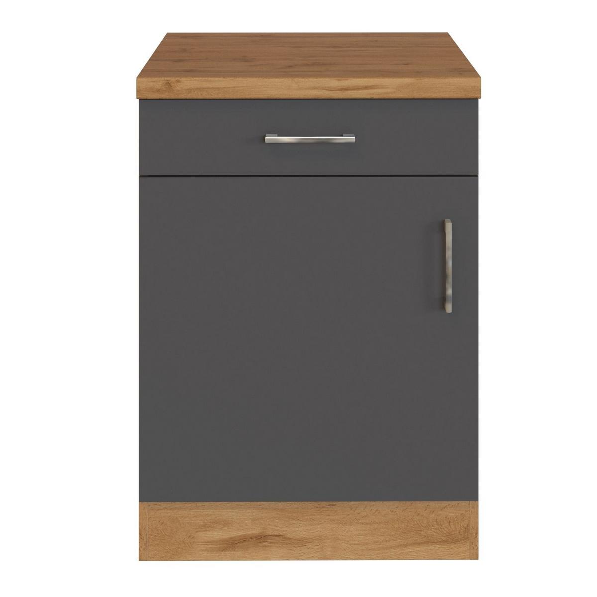 Küchenunterschrank B: 50 Cm Anthrazit/eiche Dekor Mit Lade - Anthrazit/Eiche Wotan, MODERN, Holzwerkstoff (50/85/60cm) - Held