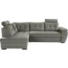 Ecksofa mit Schlaffunktion + Bettkasten Falco, Mikrofaser - Dunkelgrau/Dunkelbraun, KONVENTIONELL, Textil (183/251cm) - Ondega