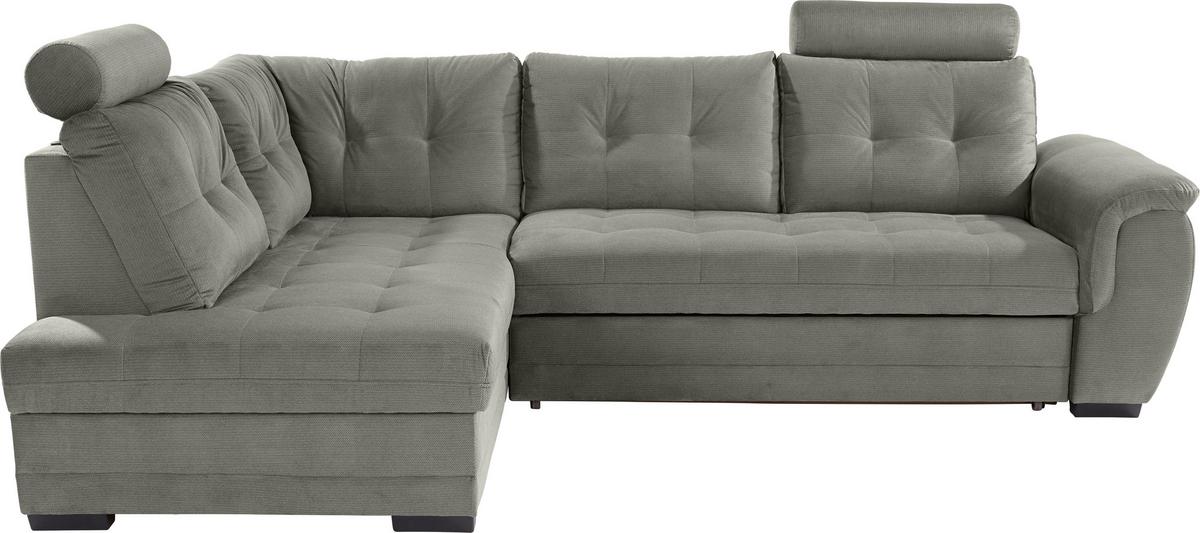Ecksofa mit Schlaffunktion + Bettkasten Falco, Mikrofaser - Dunkelgrau/Dunkelbraun, KONVENTIONELL, Textil (183/251cm) - Ondega