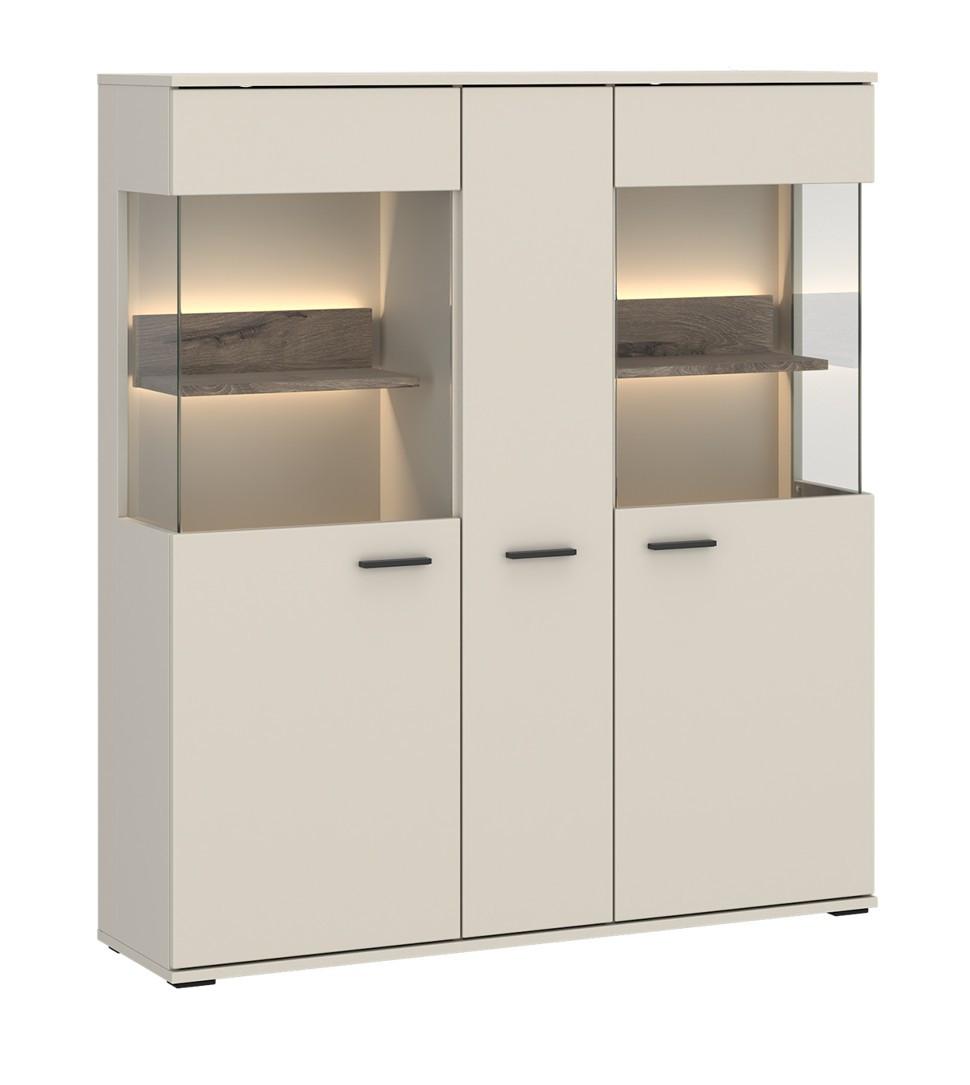 Highboard Atico Eichefarben/Beige B: 115cm - Eichefarben/Beige, Design, Holzwerkstoff (115/133,7/37cm) - Livetastic