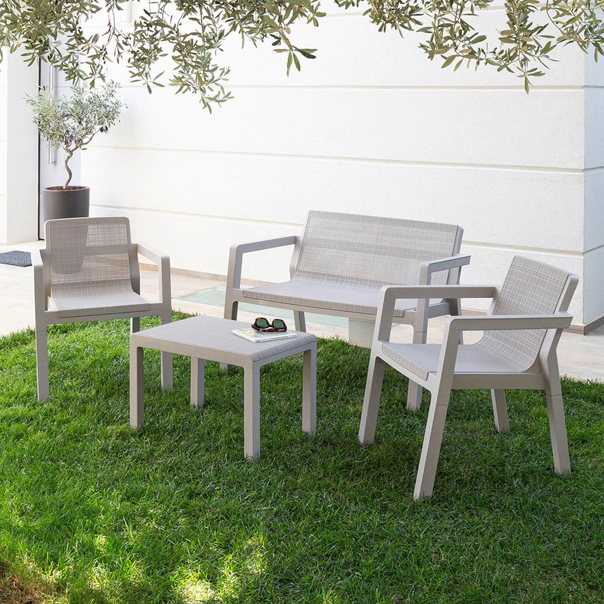 SÚPRAVA ZÁHRADNÉHO NÁBYTKU ALBA - piesková, Basics, plast (124/47/74cm) - Mömax