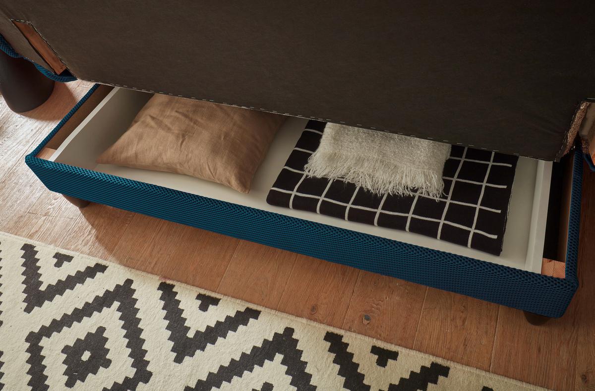 Schlafsofa Amalia Petrol B: 200 cm - Petrol/Schwarz, KONVENTIONELL, Textil (200/88/90cm) - MID.YOU