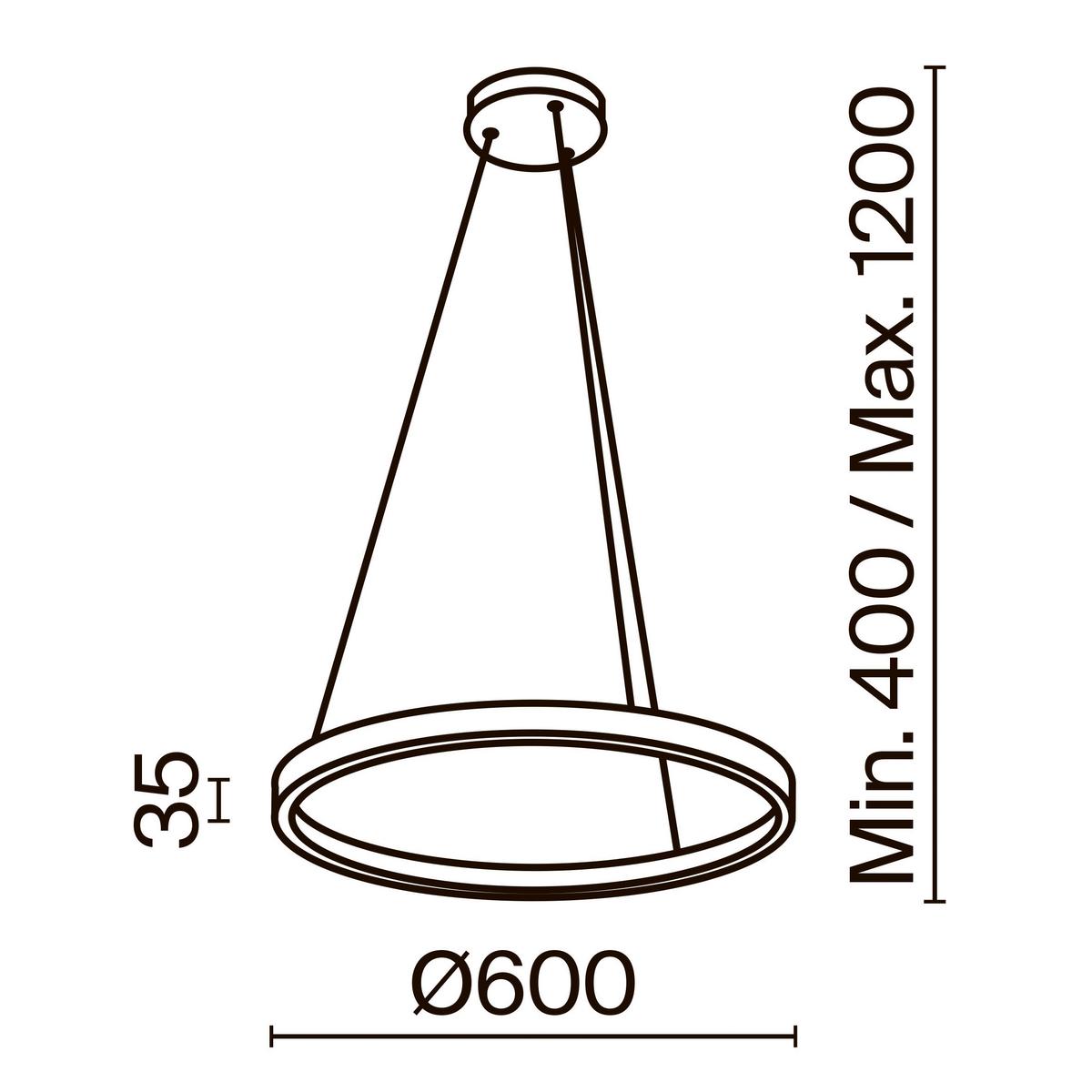Pendelleuchte Rim - Messingfarben, Trend, Metall (60/60/120cm) - MAYTONI