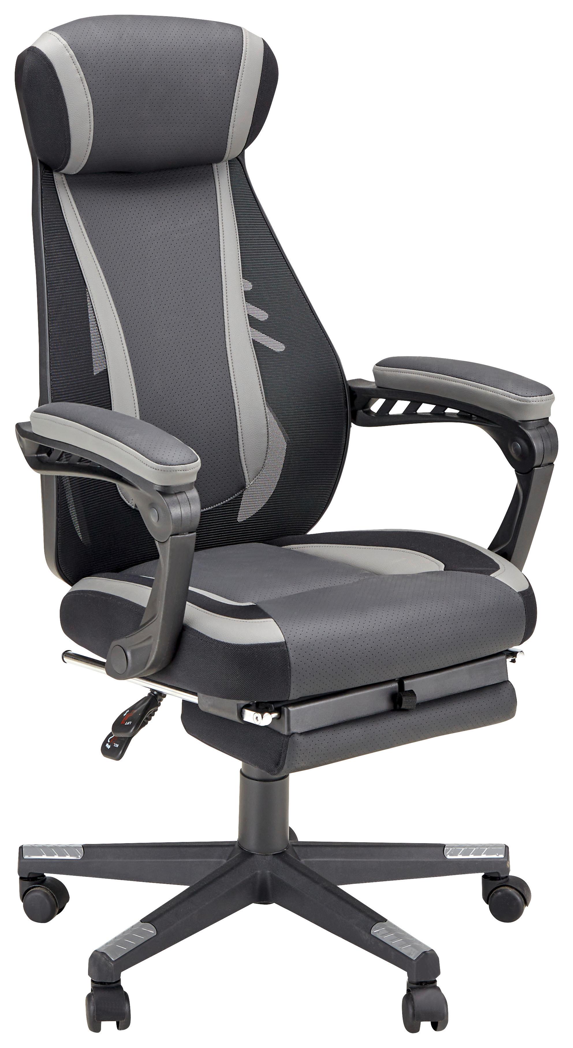 Kancelárske kreslo CLIO - čierna/sivá, Modern, kov/textil (64/110-117-5/60,5cm) - Mömax