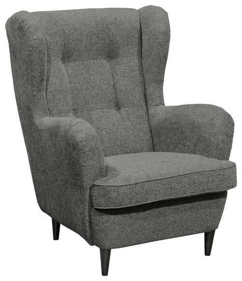 Ohrensessel Oskar Grau B: 78 cm - Schwarz/Grau, Basics, Textil (78/102/98cm) - MID.YOU
