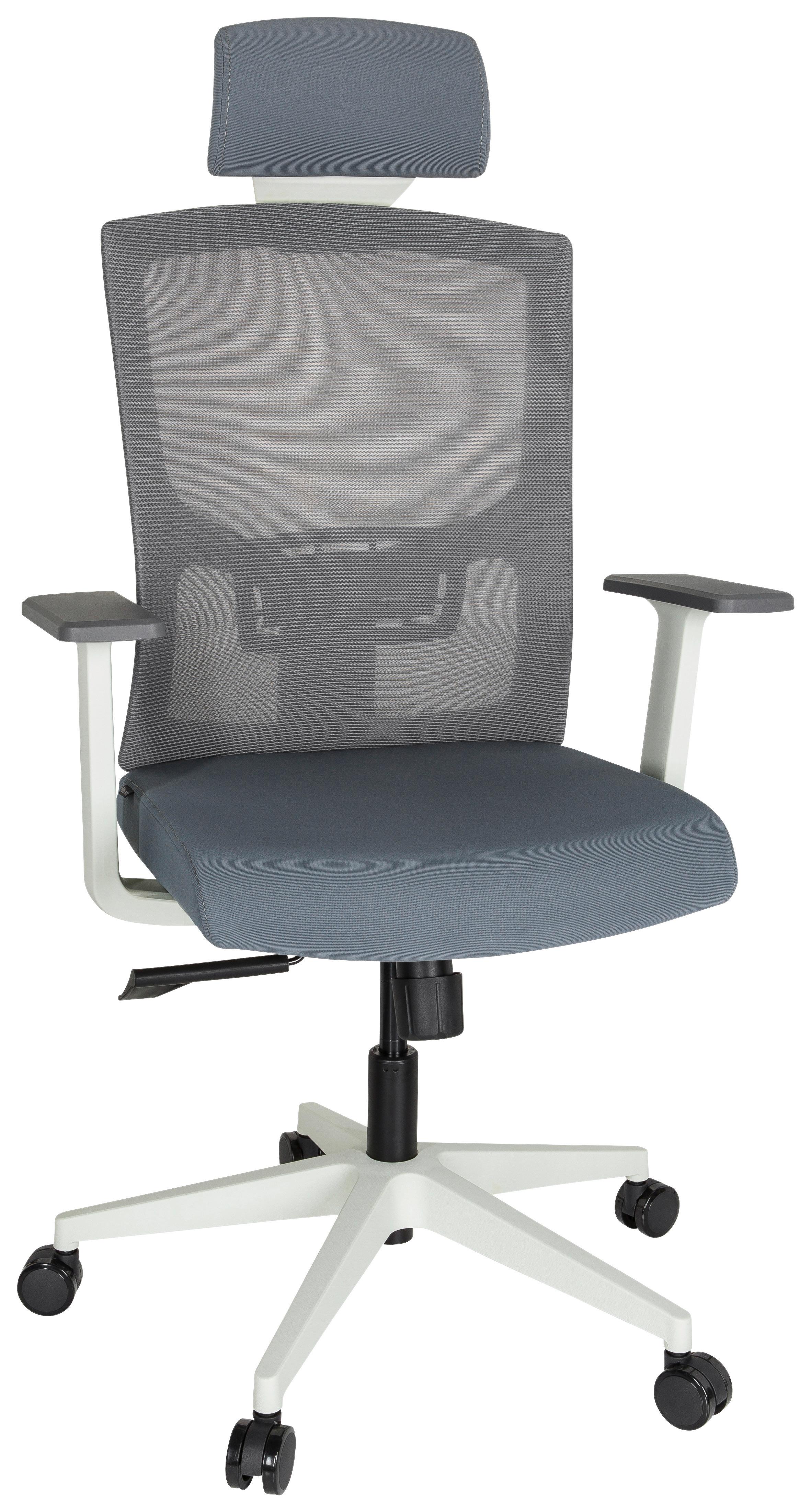 Drehstuhl Captivo Base W Armstützen Grau/Weiß bis 120kg - Weiß/Grau, MODERN, Kunststoff/Textil (70/135/58cm) - MID.YOU