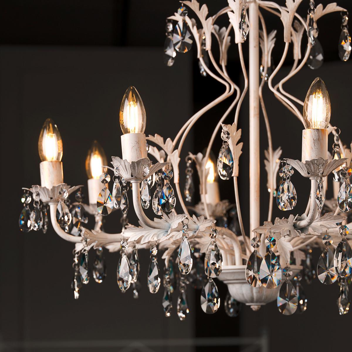 Kristall-hängeleuchte 4670/8a - Weiß, KONVENTIONELL, Glas/Metall (70/105cm)